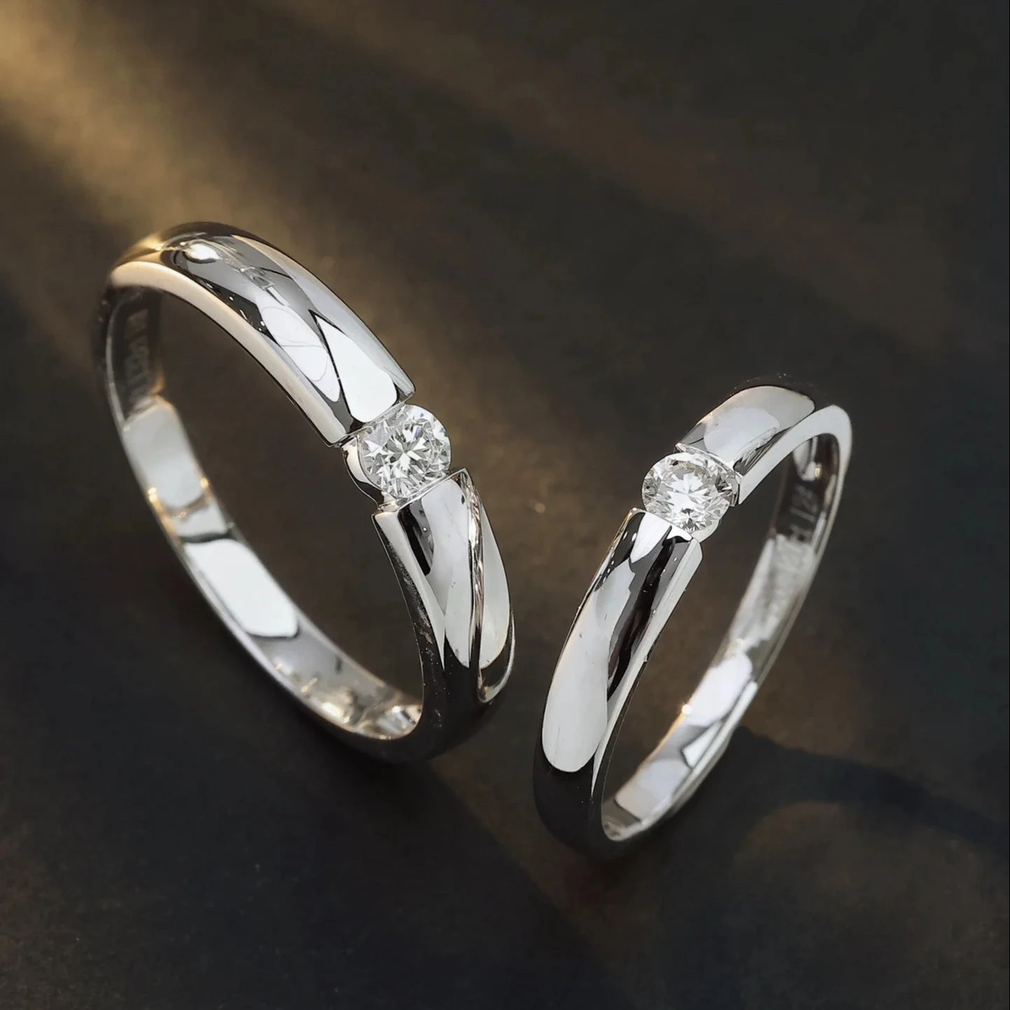 H&F Customized 18K 14K 10K Pure Gold Wedding Ring Set with VVS Diamonds for Couples' Anniversaries and Parties