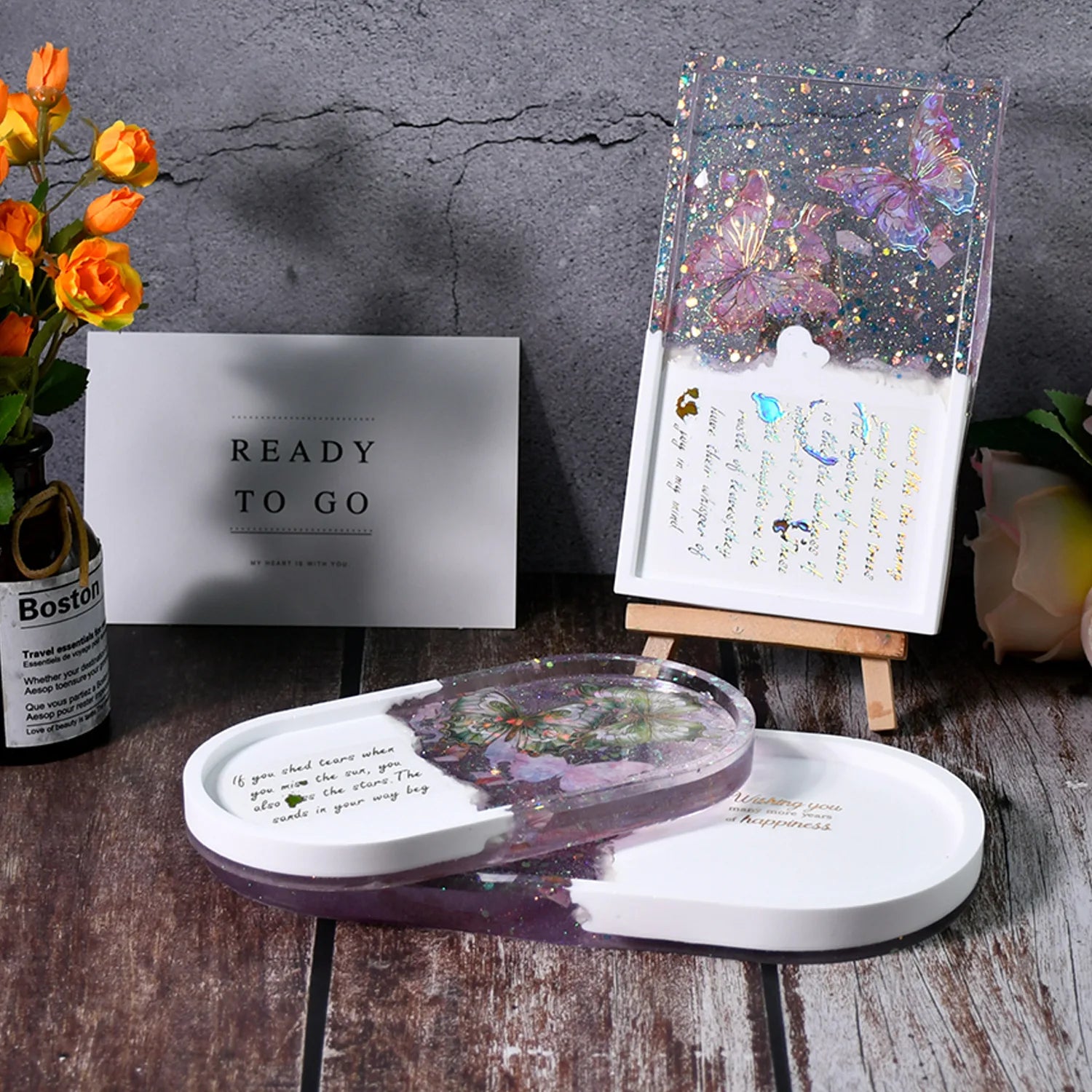 Diy Glue Mold Oval Rectangular Tray Silicone Mold Mirror Storage Accessories