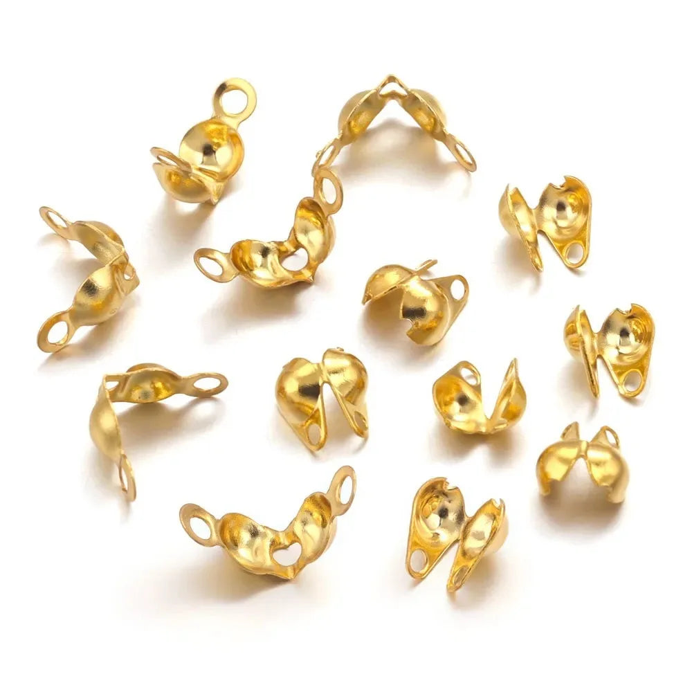 Stainless Steel 2mm 2.4mm 3.2mm 4mm Inner Size Ball Chain End Bead Tip Clamshell Knot Cover Cap Closure Clasp for Jewelry Making