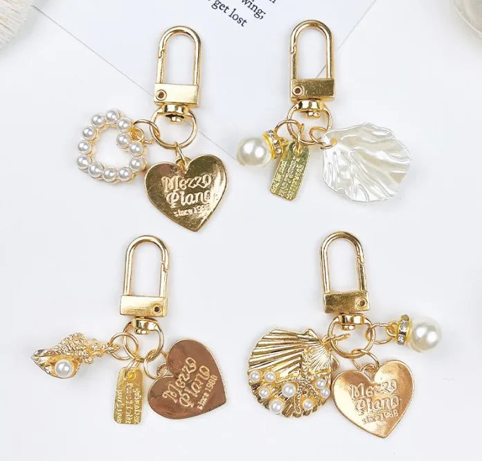 Creative Shell Conch Key Chain Small Gift Ins Metal Ornaments Peach Pearl Key Chain