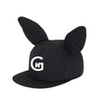 Snapback Hat with Rabbit  Ears Embroidery logo Leather Back Closure  6-panel Cap and Hat ODM OEM