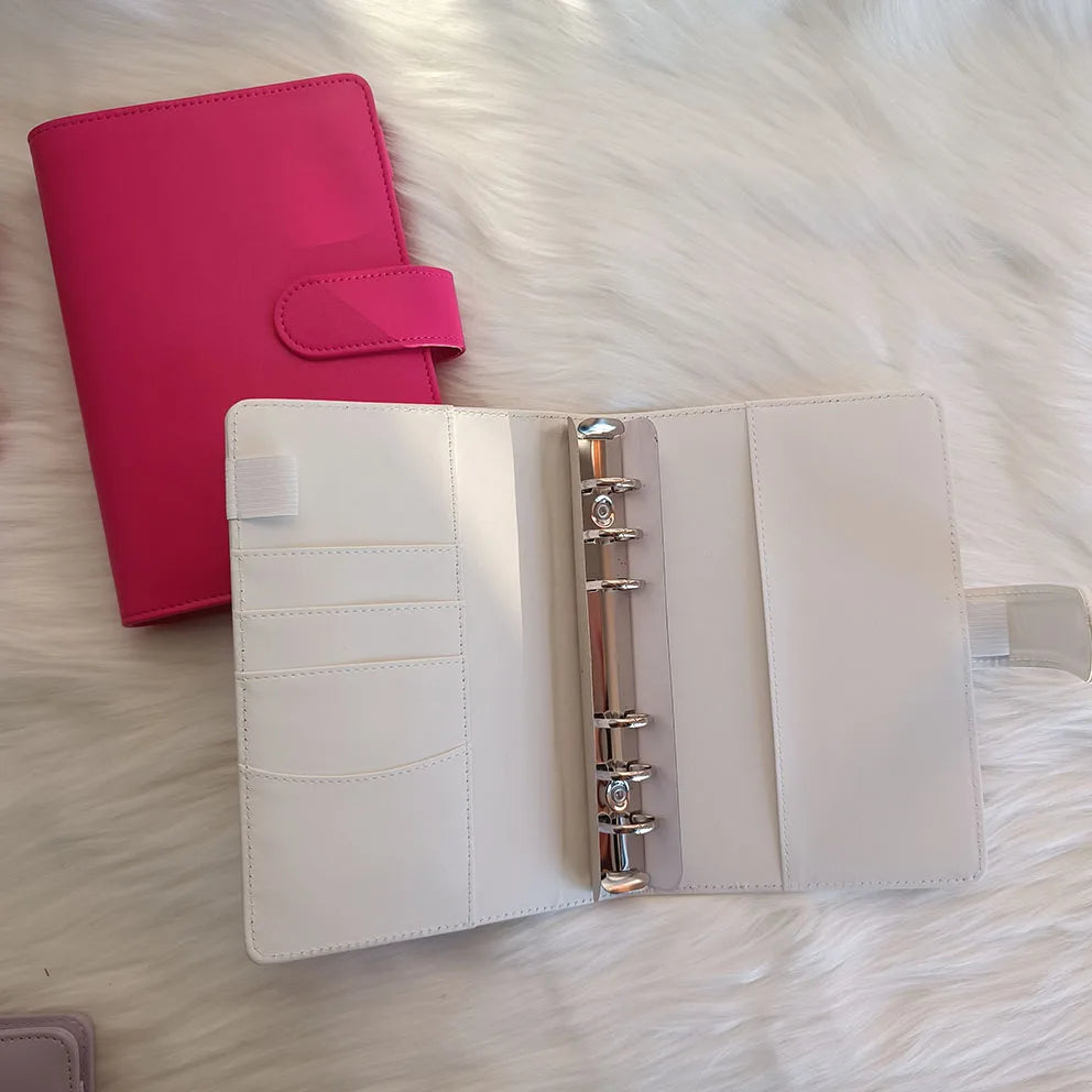 Customized Premium Faux Leather Fashion Budget Binder Magnetic A6 Binder Budget Planner Money Organizer for Cash Budget Wallet