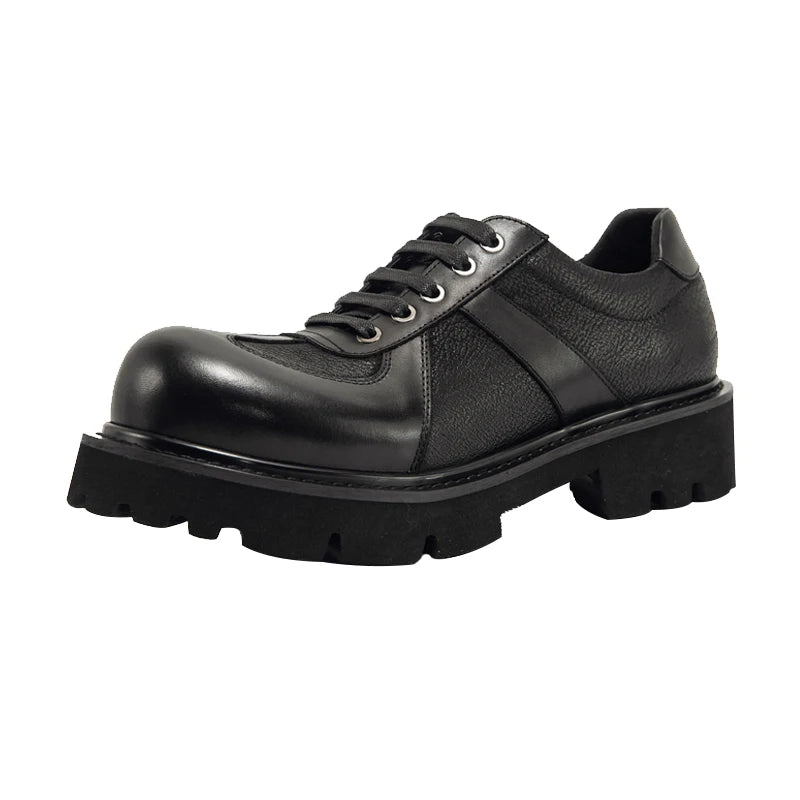 Handmade Men's Lace-up Casual Skateboarding Sneakers Genuine Leather Breathable Lightweight Fashion Trend Spring Autumn Winter