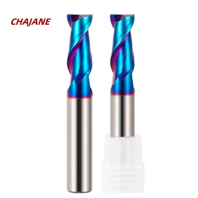Blue Carbide End Mill 2 Flutes AlTin Coated Tungsten Cobalt Alloy 60HRC 10mm OEM High Precision CNC Machining Milling Cutter
