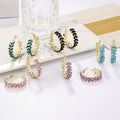 DAIHE Cubic Zirconia Colorful Earrings Women Fashion Gold Sliver Zircon Wheat Earrings Jewelry for Gift