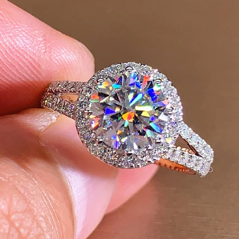 CAOSHI Women Wedding CZ Rings Exquisite 925 Silver Gold Coating Micro Pave Round Cubic Zirconia Promise Woman Rings Jewelry