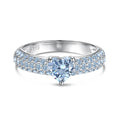 Dylam Classic S925 Silver Set Cz Heart Ring Pink Blue Diamond Wedding Ring Couple Engagement Band Bridal Set Rings Jewelry Women