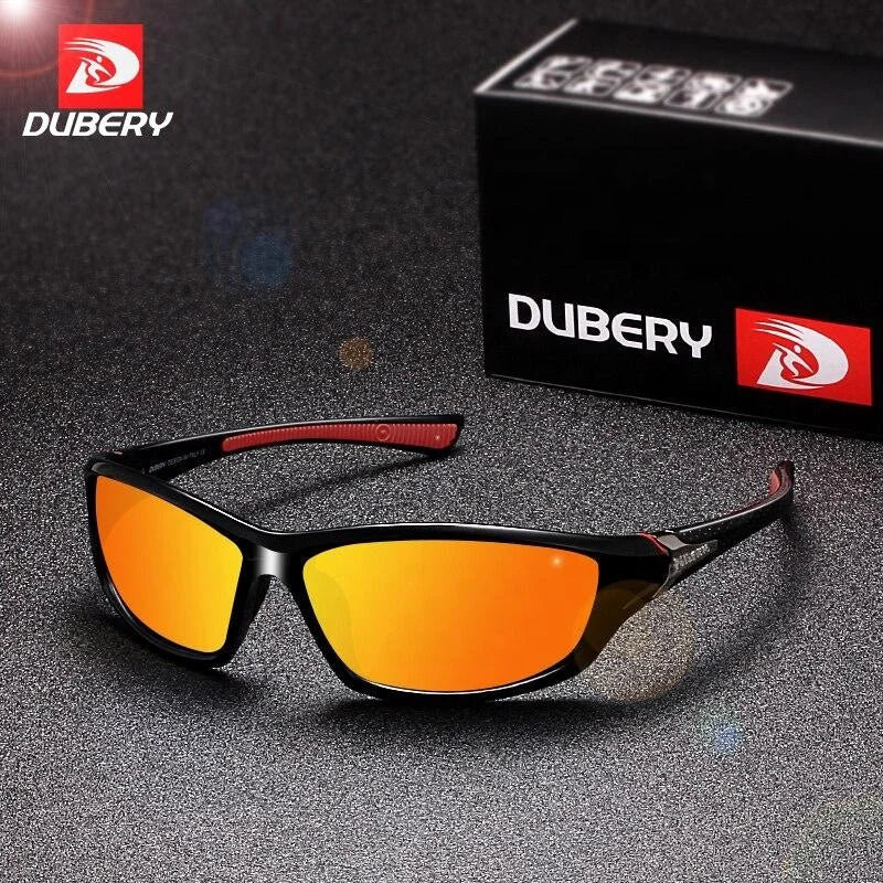 DUBERY Uv400 Unbreakable Sports Sunglasses for Men Blue/Transparent/Red PC Mountain Bike Sunglasses Polarized Lenses