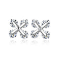 LUOTEEMI Wholesale Designer Cubic Zirconia Stud Earrings with Cross Shape Fashionable Summer Cute Earring Small Jewelry
