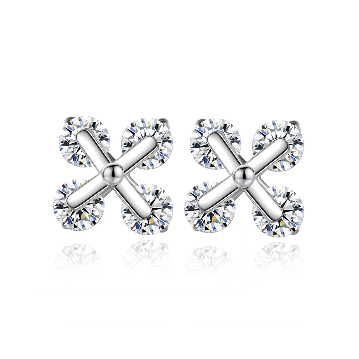LUOTEEMI Wholesale Designer Cubic Zirconia Stud Earrings with Cross Shape Fashionable Summer Cute Earring Small Jewelry