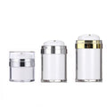 Luxury 30ml/50ml/100ml Plastic Cream Jars with Gold/Silver Finish Airless Pump and Plastic Cap for Thick Cosmetics