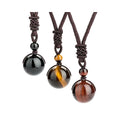 Handmade 16MM Healing Crystal Natural Stone Obsidian Pendant Amethyst Necklace Women Blessing Protection Tiger Eye Necklace Men