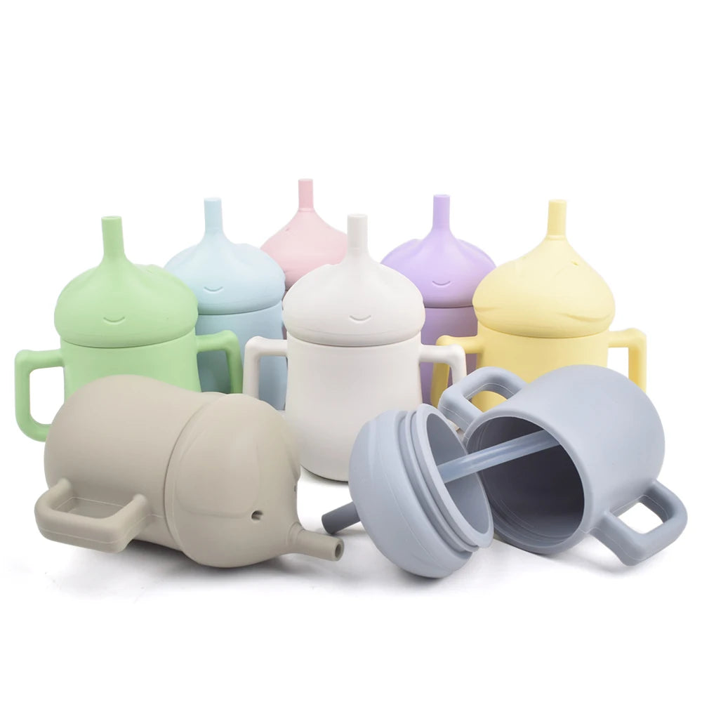 Newsun Classic Style Elephant Shape BPA-Free Toddler Training Cup Customized Food Grade Silicone Eco-Friendly Children Sippy Cup