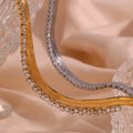 Water Proof Jewelry PVD Gold Plated Stainless Steel Chain Necklace Zircon Choker Necklace Bijoux En Acier Inoxydable