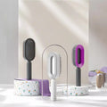 Hollow Out Ionic Plastic Paddle Hair Comb & Curly Hairbrush with Scalp Massage Dry Vent Detangling Self Cleaning Nondisposable