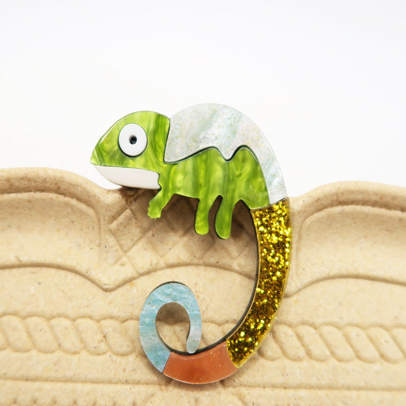 Best-Selling Eco-Friendly Lizard Acrylic Brooch Original Personalized Fashion Animal Pin for Bag Clothing Accessories