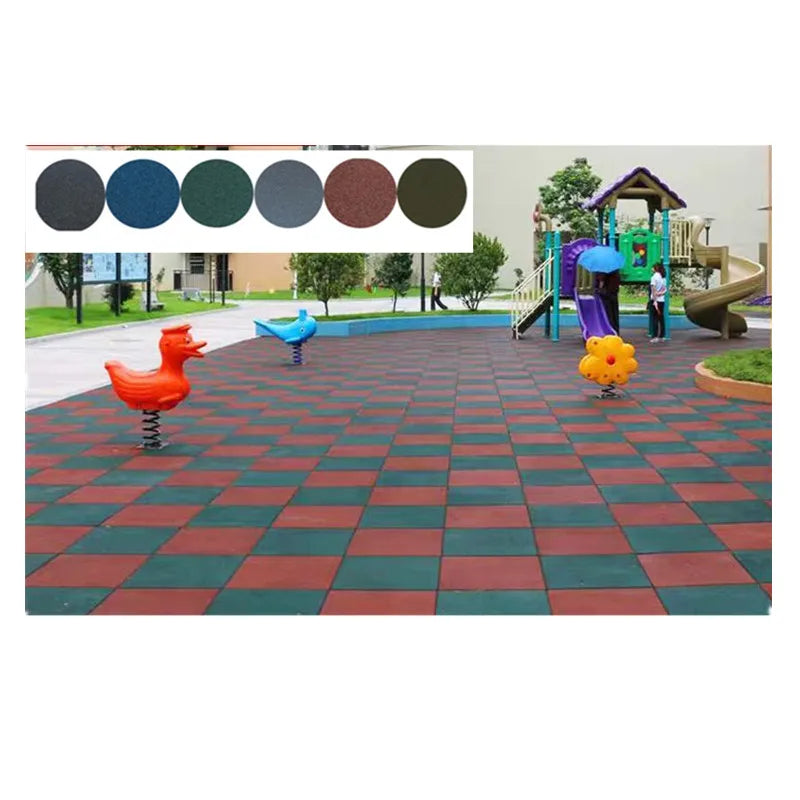 Waterproof Indoor Outdoor Kindergarten Garden Park School Gym Rubber Floor Mat Tiles Playground Rubber Mat