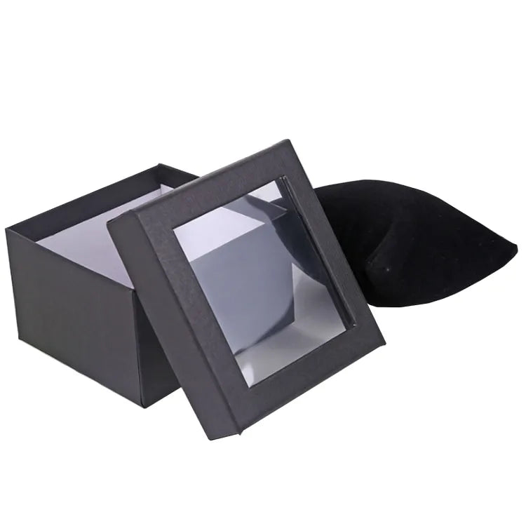 Jewellery Earrings and Pendants Packaging Gift Box with Recycled Materials Covered Paper and Clear PVC Lid for Watches