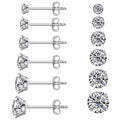 SC Factory Wholesale All-match 3mm 8mm 3A Cubic Zirconia Earrings Hypoallergenic Simple Stainless Steel Stud Earrings for Girls