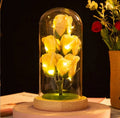 5 Glass Dome Rose Flower Ornaments Glowing Artificial Bouquet Christmas Valentine's Day Gift Soap Flower Creative Floral Art
