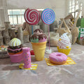 2025 Trending Product Candy Party Decorations Resin Fiberglass Giant Lollipop Candy Sculpture Statue with Stand