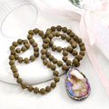 Bohemian Resort Wind 8mm Porous Volcanic Stone Necklace Irregular Crystal Spore Agate Drop Pendant Necklace
