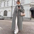 Clothing Manufacturer Ladies Fashion Houndstooth Double Breasted Belted Women's Trench Coat Winter Clothes Long Coats for Women