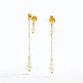New Vintage 18k Gold Plated Stainless Steel Gradient Imitation Pearl Tassel Shell Stud Earring Geometric Jewelry for Women