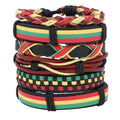 Handmade Woven Leather Braid Bracelets for Men 6pcs Red Yellow Green Jamaica Bracelets & Bangles Fashion Charm Jewelry