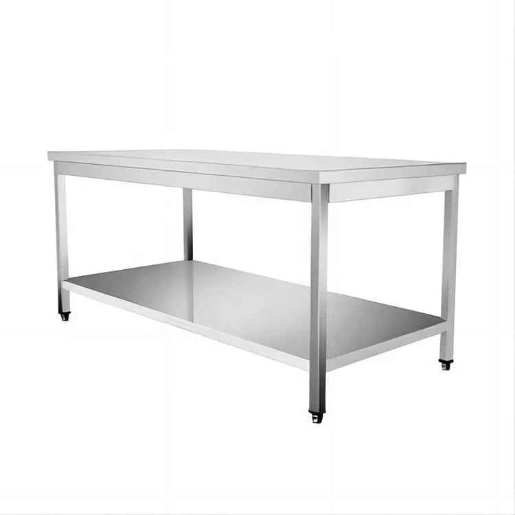 square Tube Leg Stainless Steel Table Two Layer Working Table for Buffet Equipment