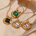 Dreamshow Minimalist Square Zircon Lock Shape Pendant Necklace for Women Gold Plated Jewelry 2022