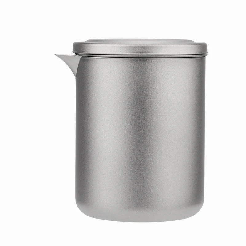 Titanium Silver Tea Set Strainer Shot Glass Lightweight Double Layer Teacup Coffee Tea Pot Custom Mugs 400ml Tiartisan Travel