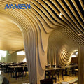 Modern Design Wood Grain Wavy Baffle U-Shaped Metal Ceiling Tiles Waterproof Soundproof Fireproof Artistic Ceilings Hospital