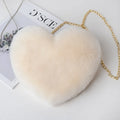 Bestseller Winter Fashion for Women Heart Shaped Faux Fur Ladylike Furry Purse Chain Shoulder Strap Ladylike Messenger Bags for