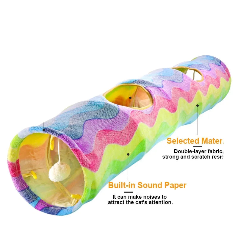 Foldable Pet Cat Tunnel Holes Collapsible Rainbow Channel Cat Tent Cat Litter Training Toy for Animal Play Tube Toy