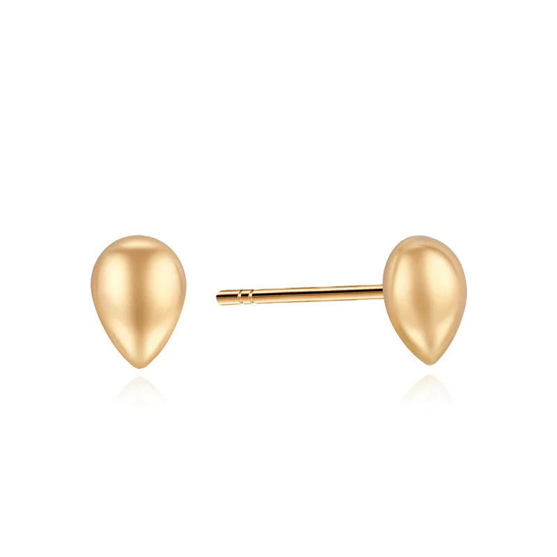 925 Sterling Silver Mini Ear-raising Small Gold Bean Cute Temperament Niche Design Versatile Earrings
