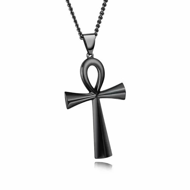 Men Necklace Jewelry Fashion Alloy Stainless Steel Black Cross Pendent