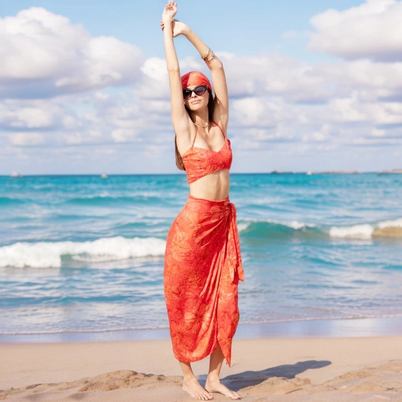 Flower Wholesale Beach Tie Summer Indian Wrap Around Skirt Women Long Designer Pareo Wrap Skirts