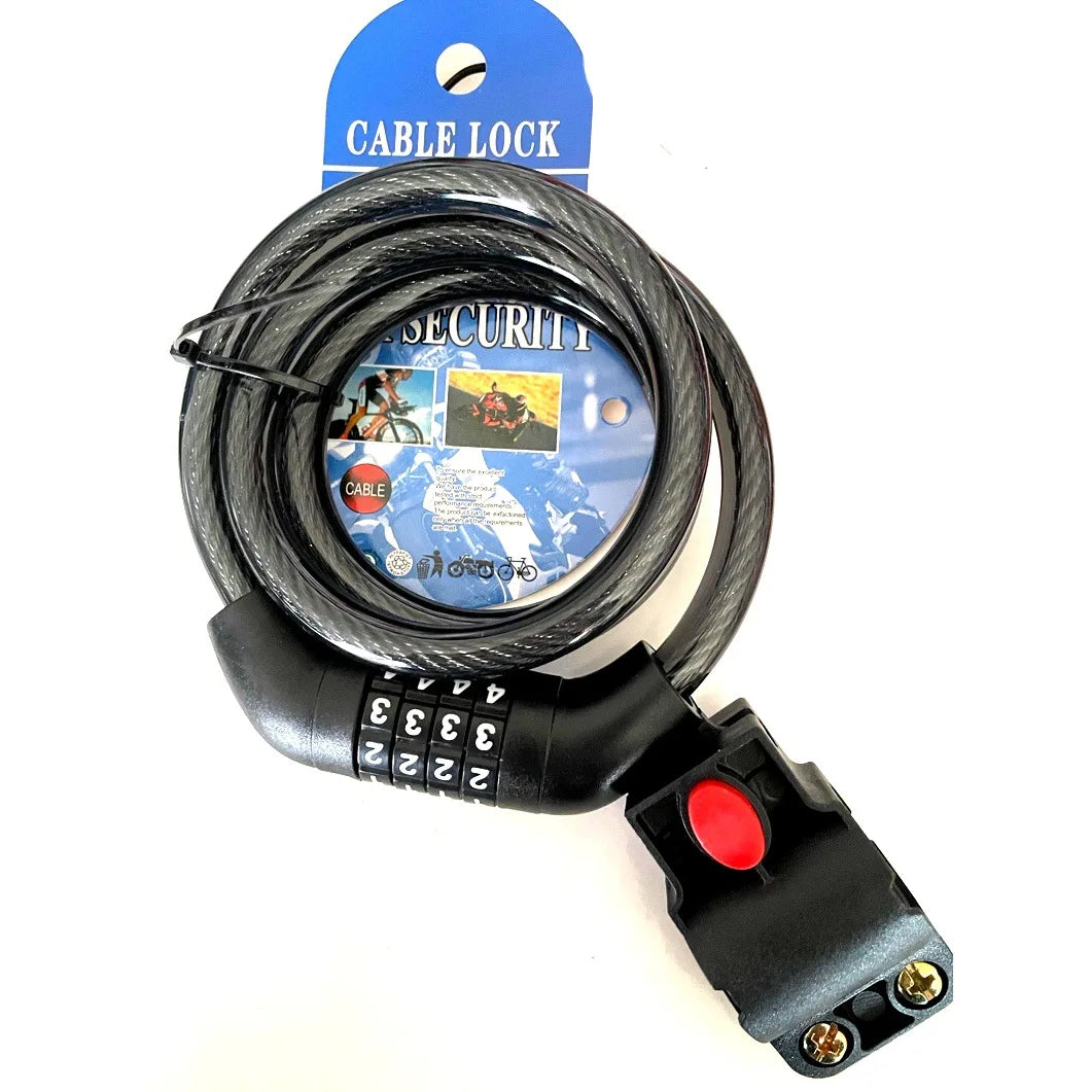 Mountain Bike Steel Alloy PVC ABS Zinc Alloy Fixed Ring Type  4-Digit Combination Bicycle Lock Anti-Theft Cable Lock