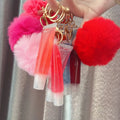 Wholesale Lipgloss Keychain Cute Mini Lipgloss Vegan Lip Oil With Pompom Makeup Plumping