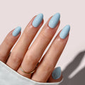 BTArtbox Plain Solid Color Summer Premium Press on Nails Wholesale Short Almond Blue Reusable Soft Gel False Fake Nails Press on
