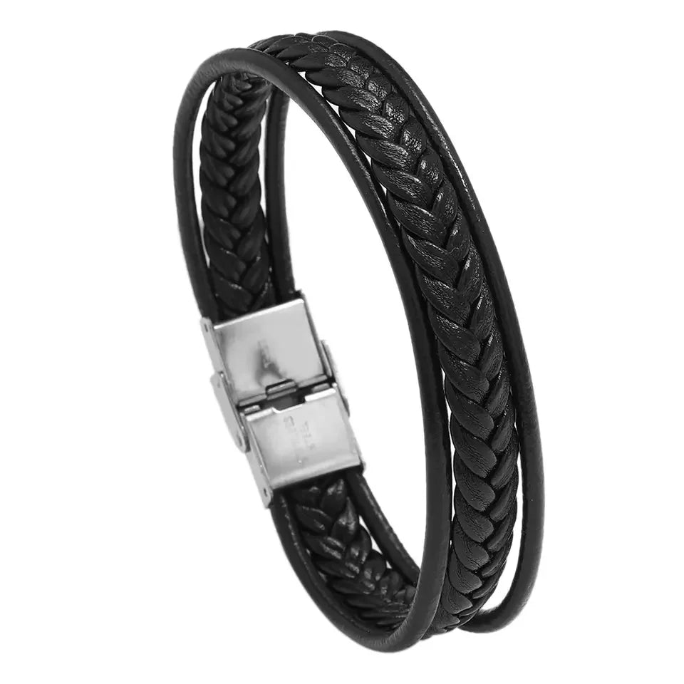 Men's Luxury Stainless Steel Magnetic Clasp Bracelet Simple Blank Fashion Cuff Jewelry