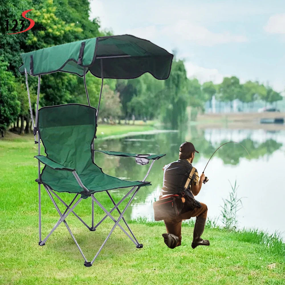 Portable Outdoor Heavy Duty Tear Resistant Fishing Chair With Canopy for Outdoor Furniture