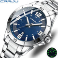 CRRJU 5003 Top Brand Chic Mens Quartz Watches Luminous Waterproof Stainless Steel Watch Men Date Calendar Business Wristwatch