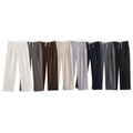 ZATRHMBM Spring Women's Trousers 2025 New Fashion Double Waist Wide Leg Trousers Retro Solid Color Casual Women's Trousers