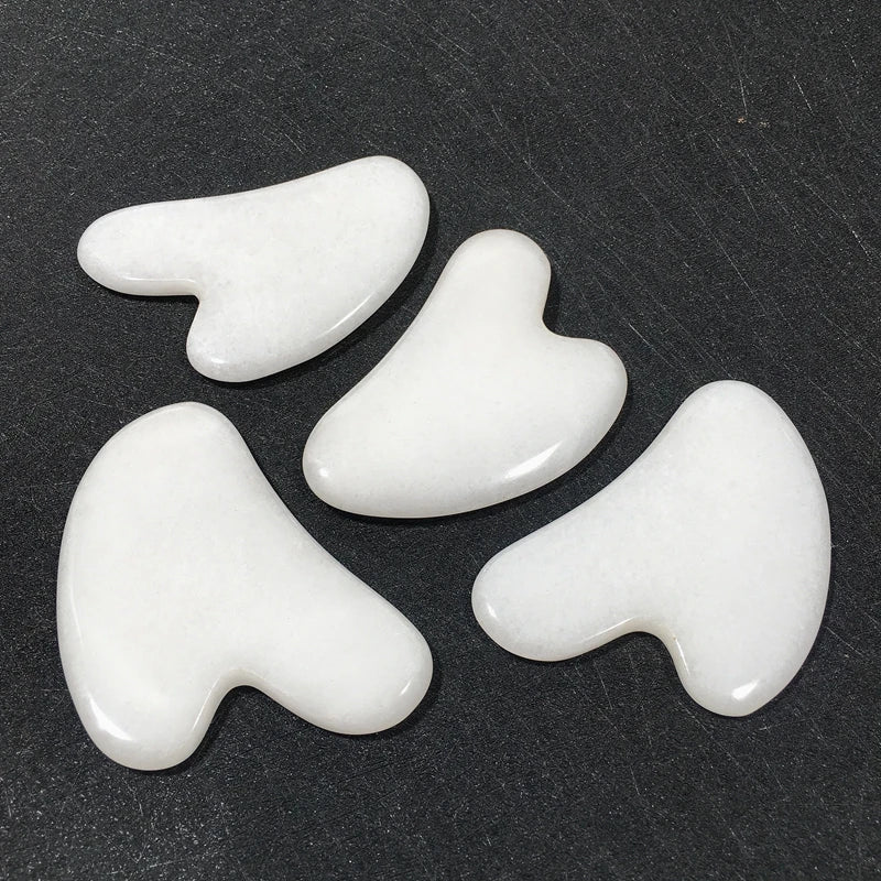 DIY Factory Hot Sale White Jade Heart Shape Gua Sha Tool Obsidian Body