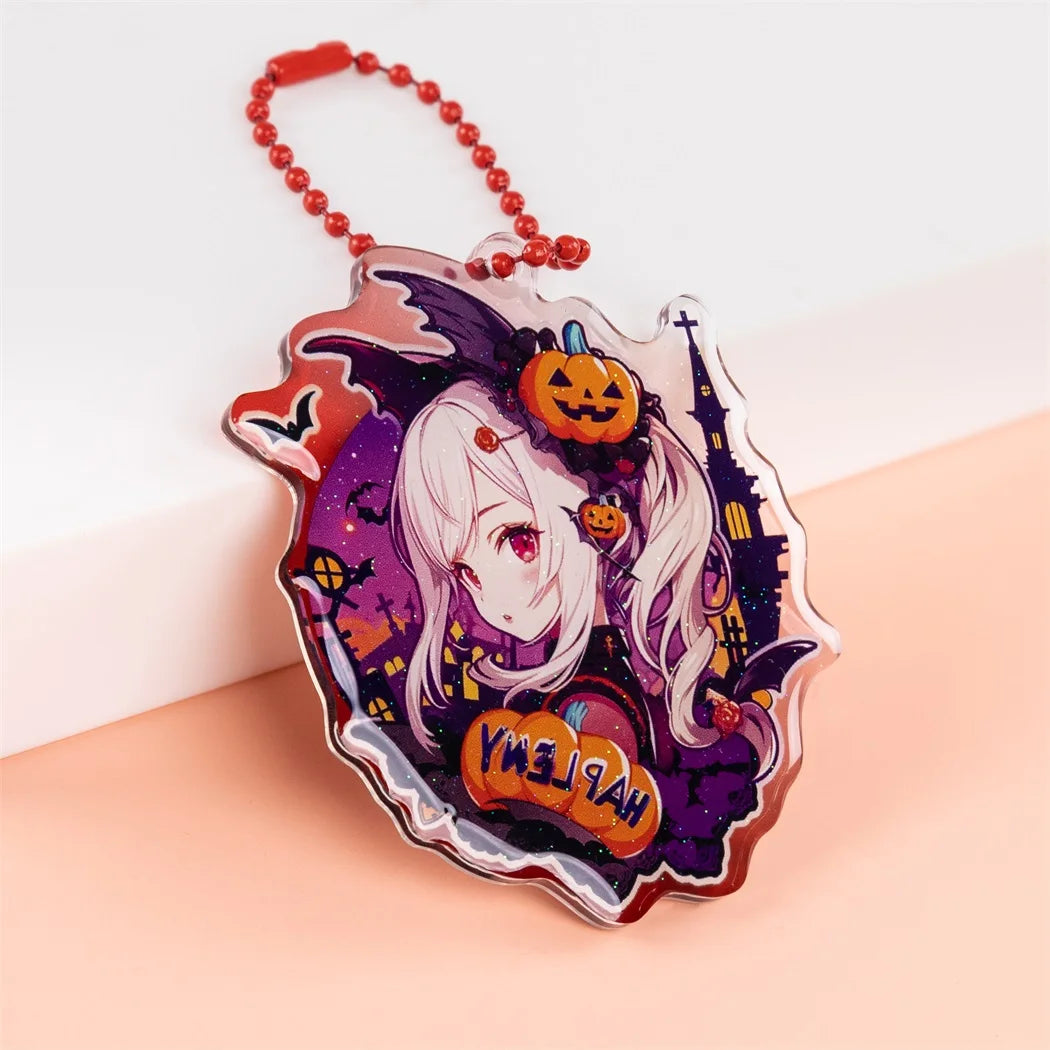 Promotional Holographic Keychain Holographic Animation Glitter Custom Epoxy Keychain Custom Plastic Amulet Acrylic Keychain
