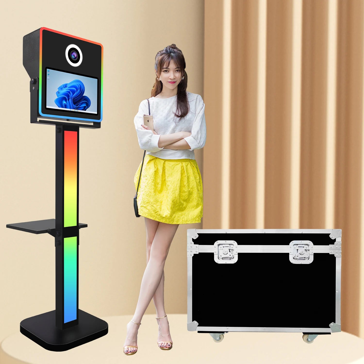 Wedding Events Selfie Digital Photobooth Shell With 15.6 Inch Touch Screen Camera and Printer Foto Box Dslr Photo Booth Machine