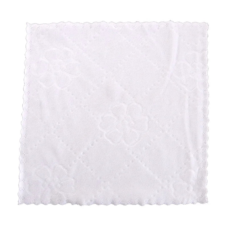 Wholesale Fine Fiber Microfiber Towels Small Square Embossed Trimmed Wet Wipes Disposable Napkins for Home Hotels White Bath