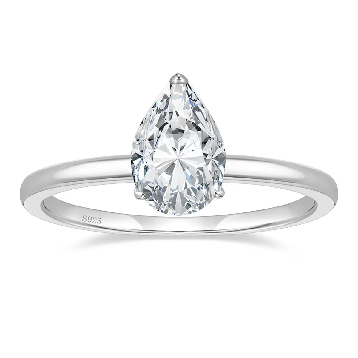 OAHLAN 2CT 925 Sterling Silver Women Engagement Rings Pear Cut Cubic Zirconia CZ Wedding Promise Rings Fashion Jewelry Size 3-11